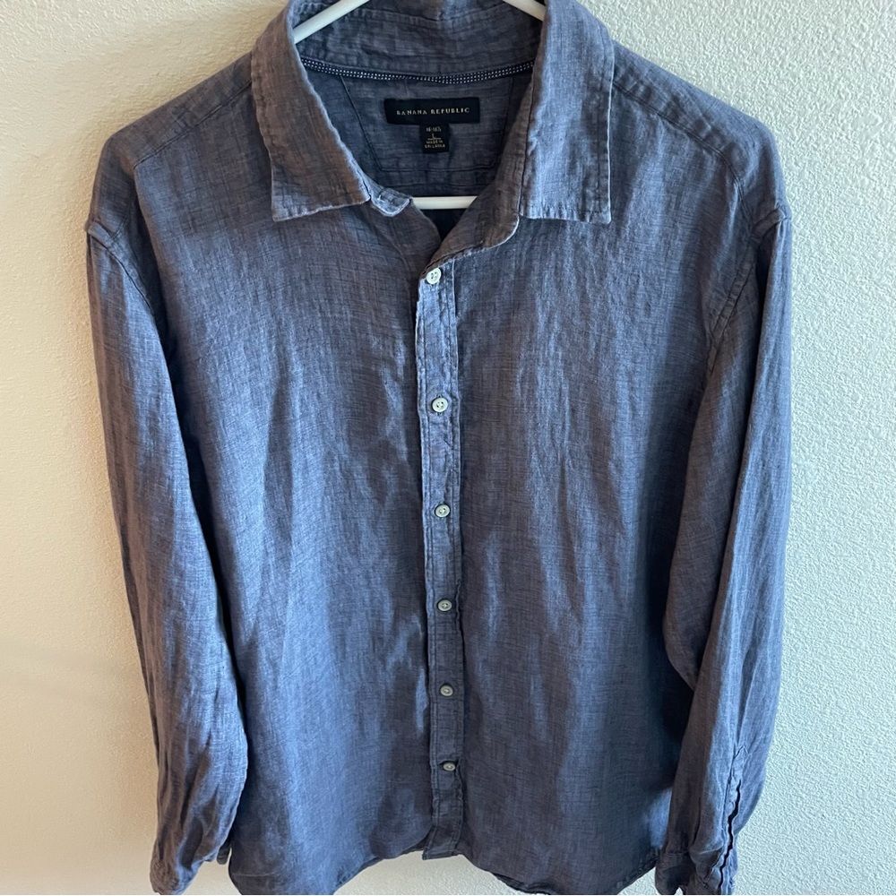 Banana Republic Men's 100% flax linen Button-Down Dress Shirt | Untucked Fit